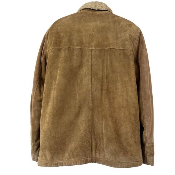 Vintage Y2K Structure Faux Shearling Lined Suede Leather Coat Mens Size M - Picture 8 of 13